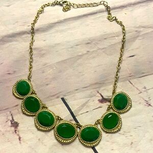Gold and beautiful emerald green stone necklace